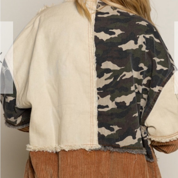 POL corduroy and denim jacket with patchwork design in sleve. NEW - Picture 3 of 4